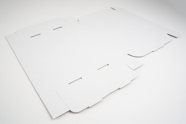 Wellpappe Stanzverpackung "Sendobox", 350x250x50 mm, 1-wellig, E-Welle weiß