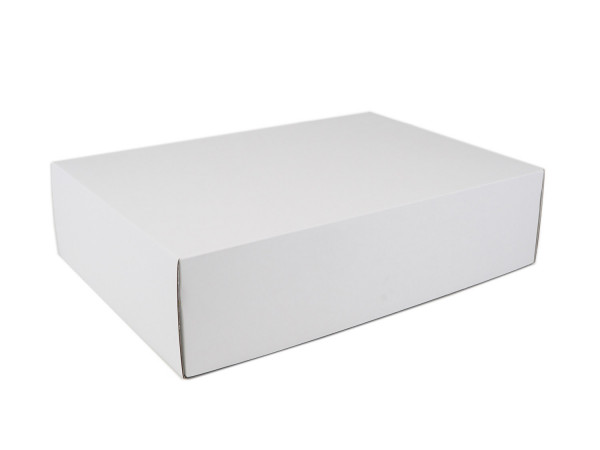 Wellpappe Stanzverpackung 1-teilig Deckelteil, 595x425x152 mm, 2-wellig, 2.40bc, weiß / braun