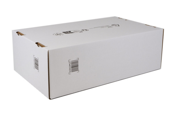 Wellpappe Stanzverpackung, 1-teilig Bodenteil, 699x426x235 mm, 2-wellig, 2.90 BC weiß