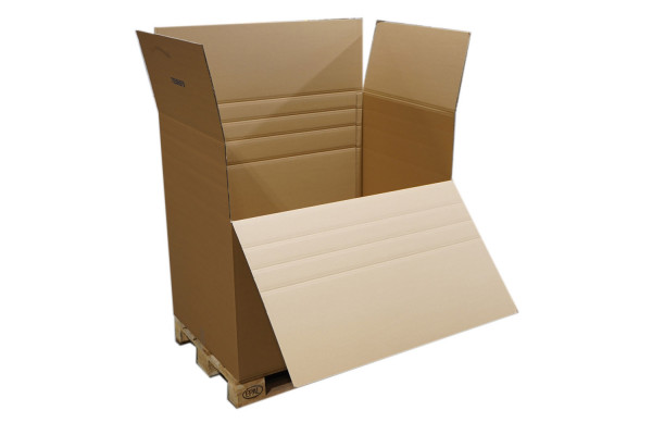 Wellp.-Faltkarton, Fefco 0201 mit Ladeklappe bei 750 + 450, 1185x785x1070mm, 2-wellig, 2.90 BC