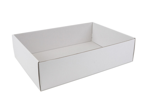 Wellpappe Stanzverpackung 1-teilig Deckelteil, 595x425x152 mm, 2-wellig, 2.40bc, weiß / braun