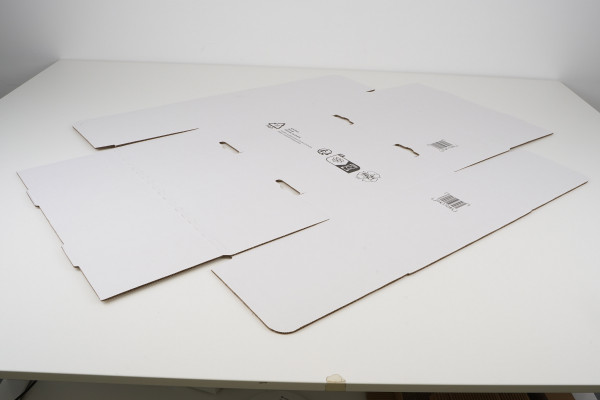 Wellpappe Stanzverpackung, 1-teilig Bodenteil, 580x378x150 mm, 2-wellig, 2.40 BC Weiß