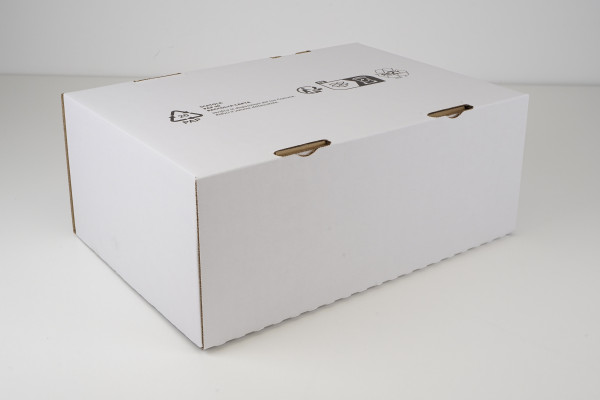 Wellpappe Stanzverpackung, 1-teilig Bodenteil, 580x378x150 mm, 2-wellig, 2.40 BC Weiß