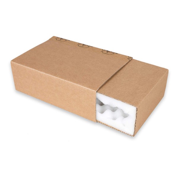 Wellpappe Schiebeschachtel mit Noppenschaum, 295x130x53/25 mm