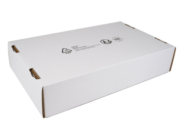 Wellpappe Stanzverpackung, 1-teilig Bodenteil, 699x426x140 mm, 2-wellig, 2.90bc Außendecke weiß