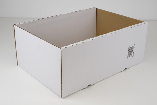 Wellpappe Stanzverpackung, 1-teilig Bodenteil, 580x378x150 mm, 2-wellig, 2.40 BC Weiß