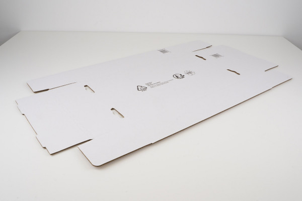 Wellpappe Stanzverpackung, 1-teilig Bodenteil, 699x426x140 mm, 2-wellig, 2.90bc Außendecke weiß